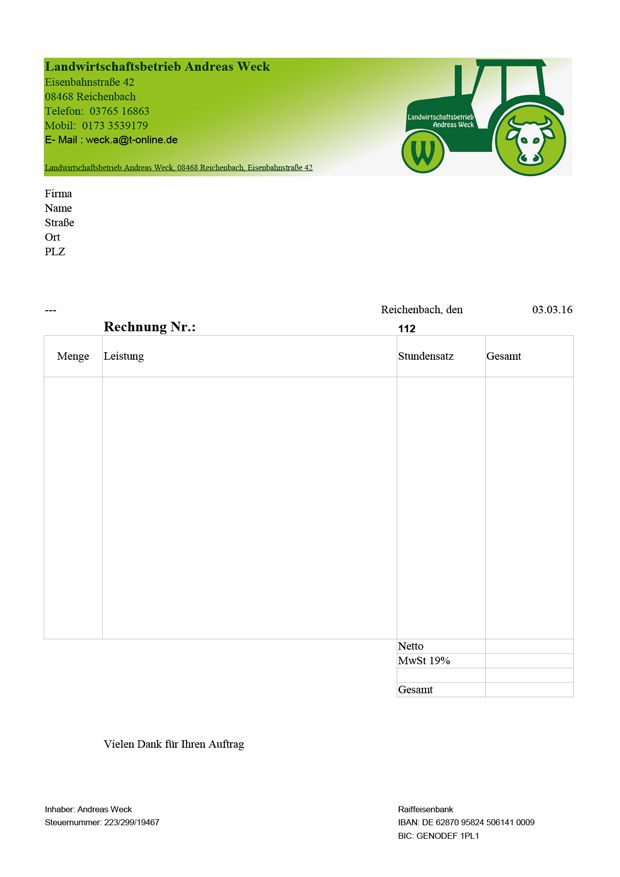 Rechnungsformular